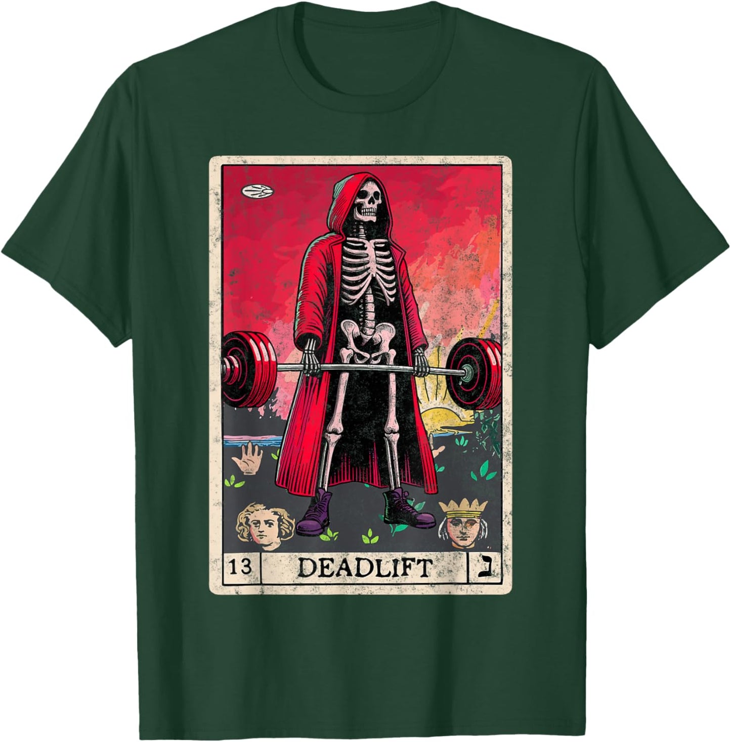 Vintage Deadlift Skeleton Halloween Gym Jokes Weightlifting T-Shirt - T-Shirt | Forest