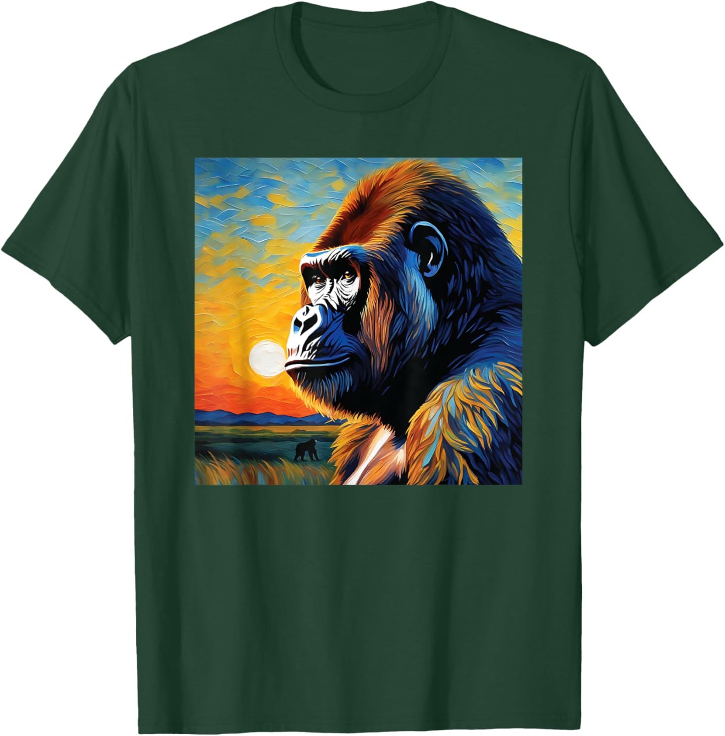 Gorilla head painting Art face for lover Silverback animal T-Shirt - T-Shirt | Forest