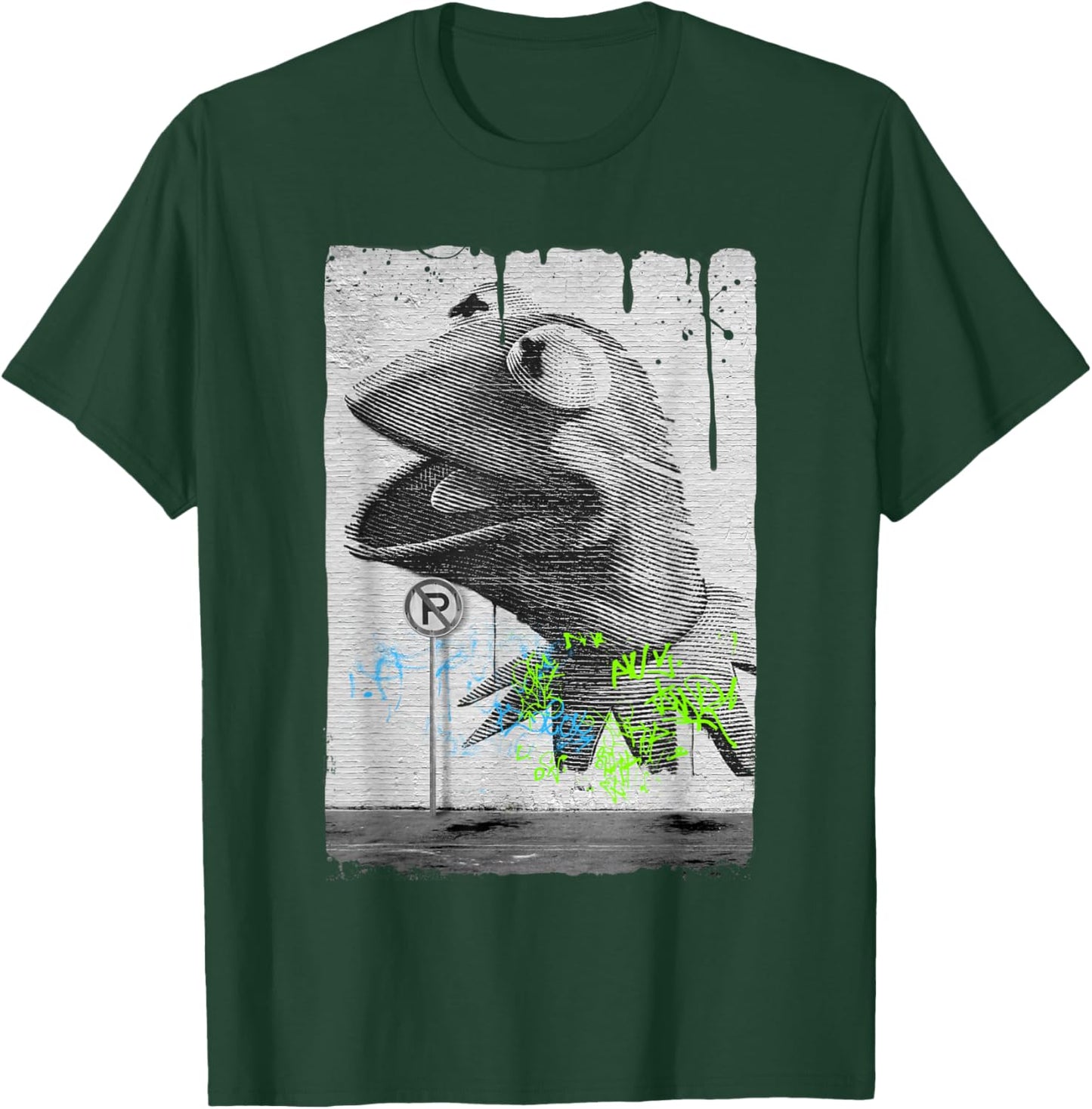 Disney The Muppets Kermit The Frog Distressed Overlay Panel T-Shirt - T-Shirt | Forest