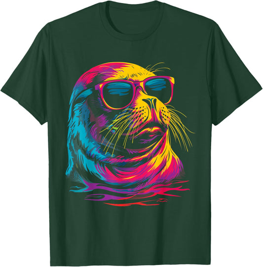 Seal Sunglasses Sea Lion Ocean Animal T-Shirt - T-Shirt | Forest