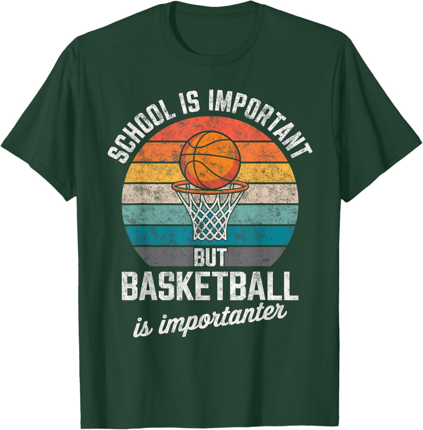 Vintage School is Important but Basketball is Importanter T-Shirt - T-Shirt | Forest