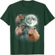 3 Capybara Moon Giant Rodents Weird Howling Parody T-Shirt - T-Shirt | Forest
