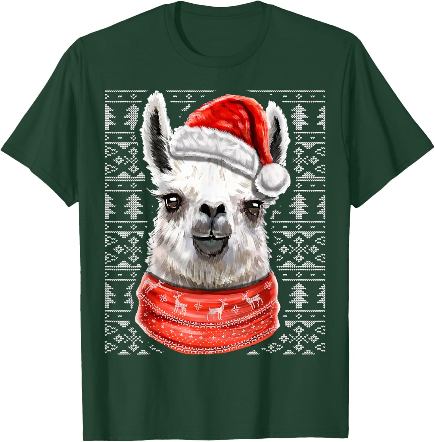 Ugly Christmas Llama Santa Costume Llama Christmas Gift T-Shirt - T-Shirt | Forest