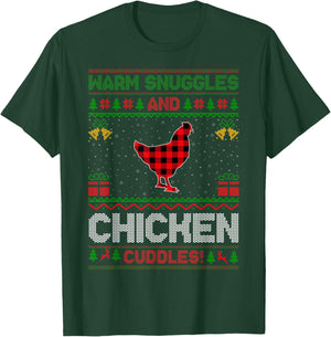 Warm Snuggles Chicken Cuddles Ugly Chicken Bird Christmas T-Shirt - T-Shirt | Forest