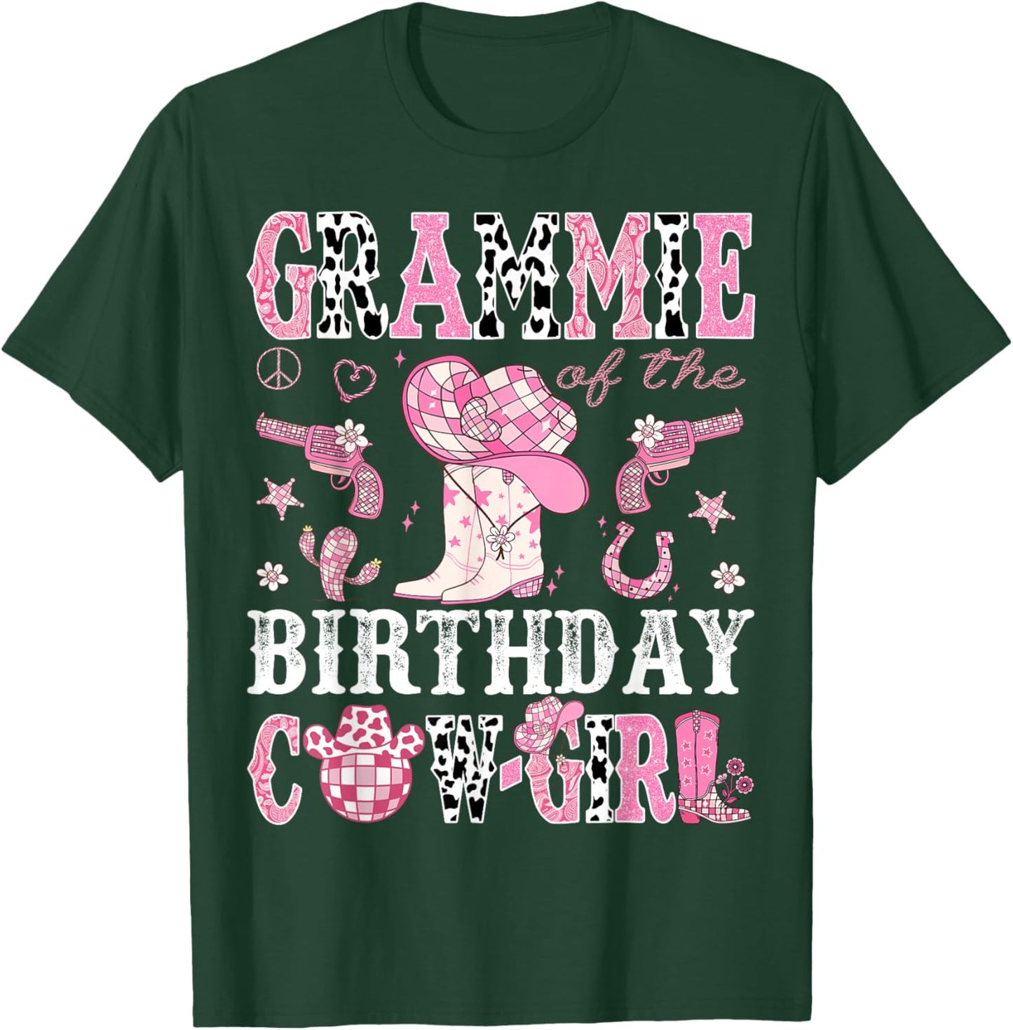 Grammie Of The Birthday Cow-Girl Pink Disco Rodeo Western T-Shirt - T-Shirt | Forest