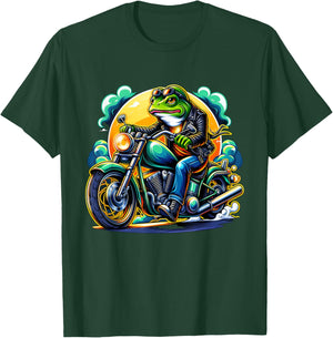 Biker Frog Riding Motorbike T-Shirt - T-Shirt | Forest