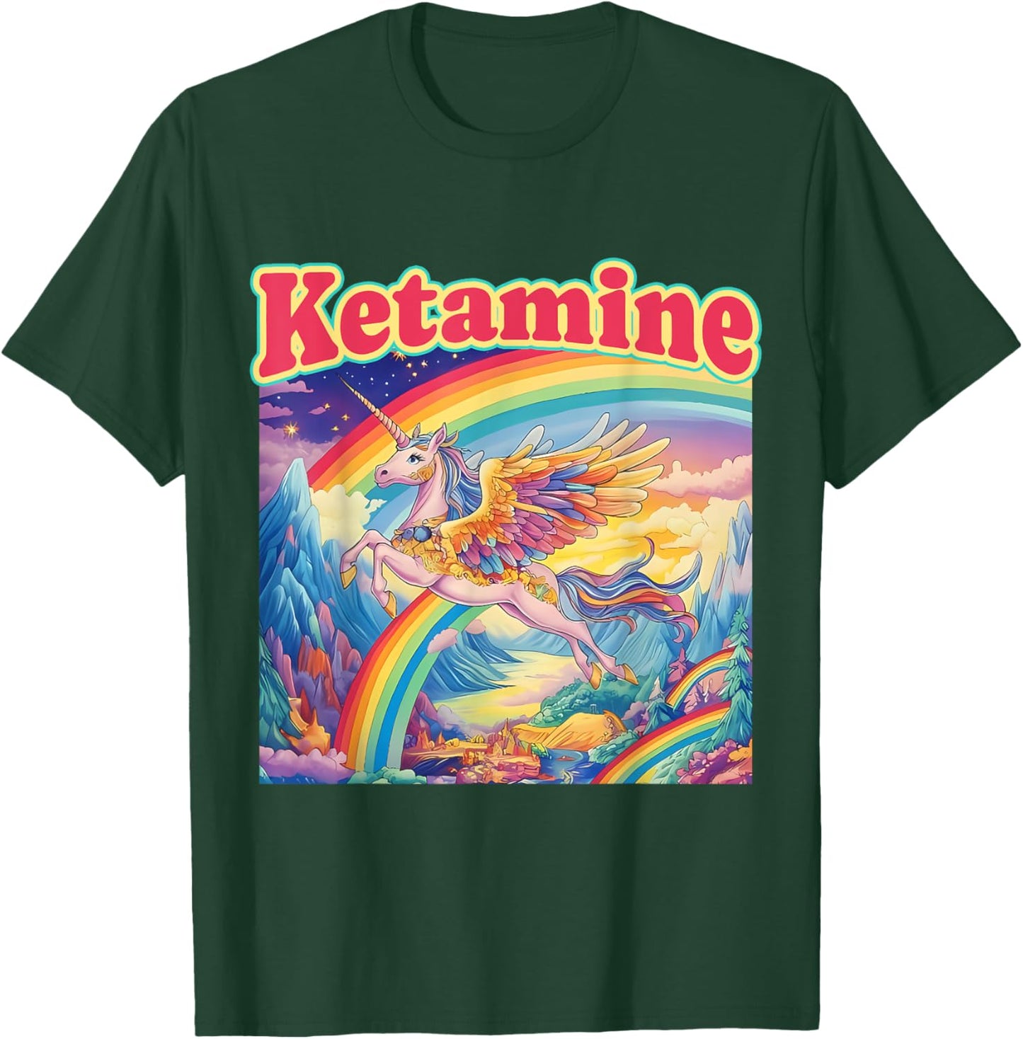 Funny Ketamine Horse Unicorn Emergency Rainbow T-Shirt - T-Shirt | Forest