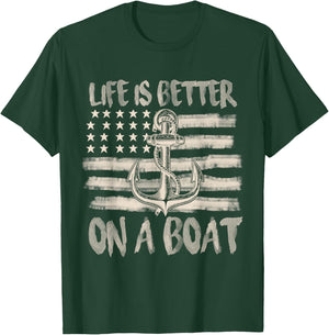 Funny Sailing Boating Sailor Boat Life Is Better On a Boat T-Shirt - T-Shirt | Forest