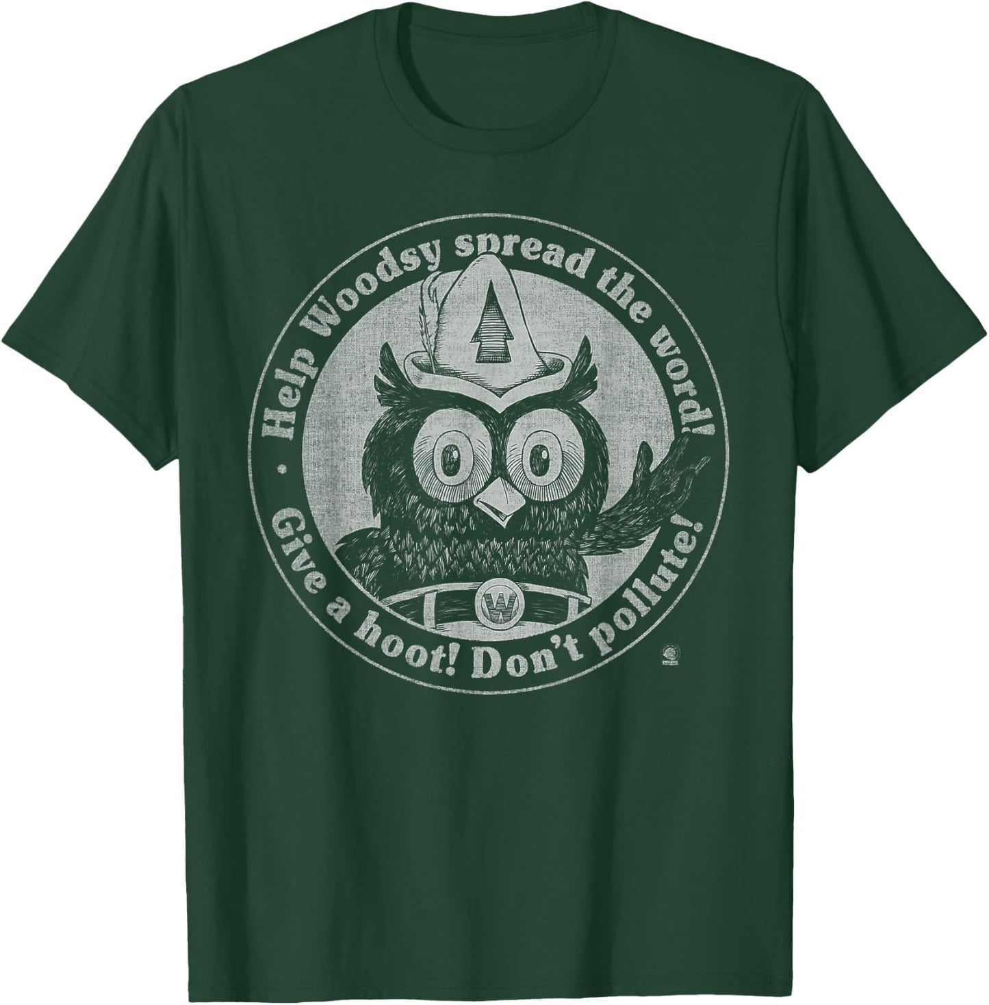 Woodsy Owl Give a Hoot Distressed and Faded Retro T-Shirt - T-Shirt | Forest