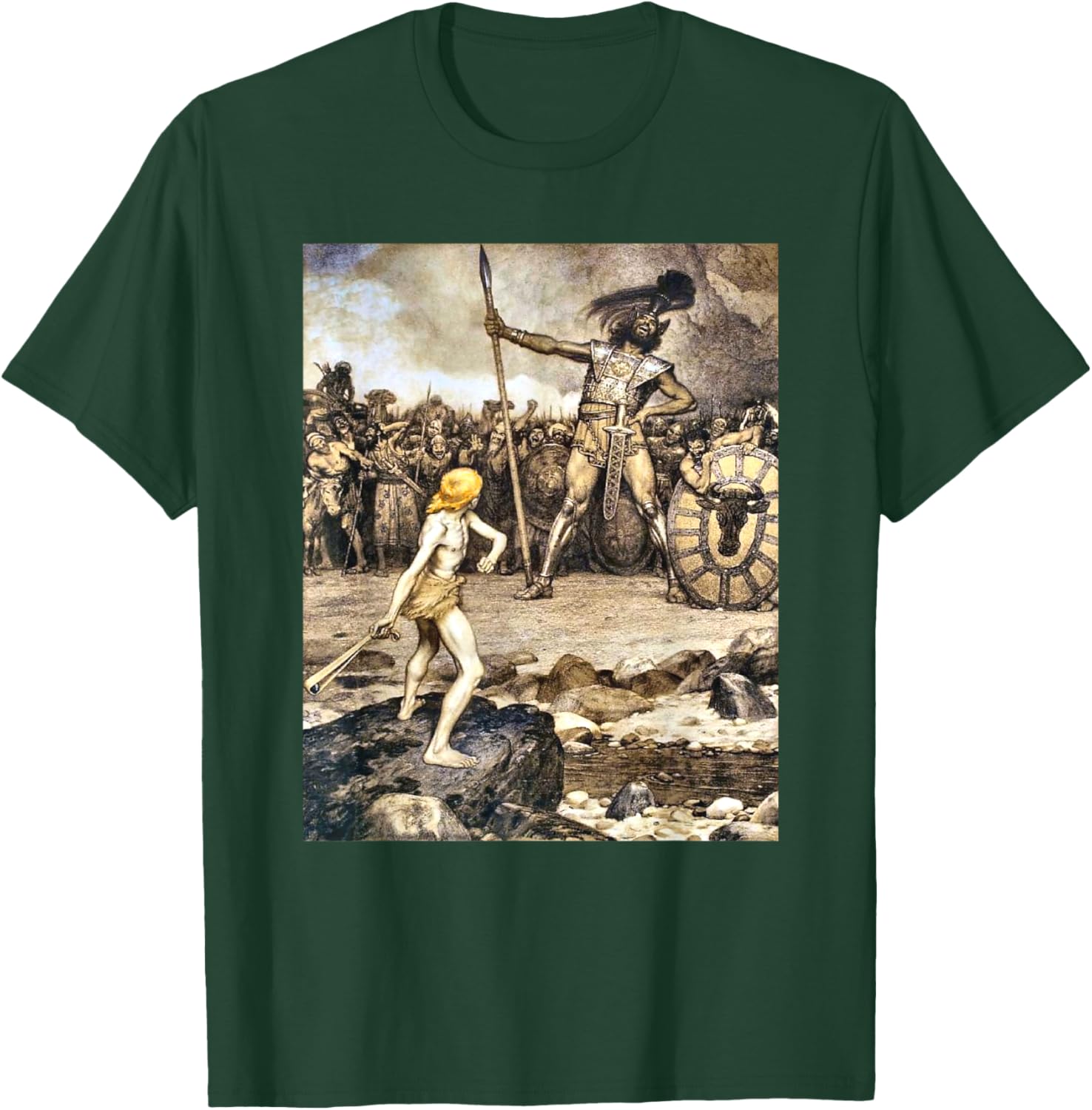 David And Goliath , Small, Black T-Shirt - T-Shirt | Forest