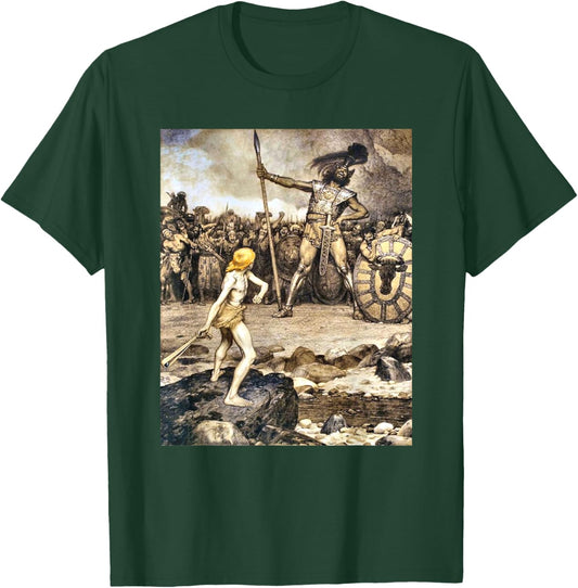 David And Goliath , Small, Black T-Shirt - T-Shirt | Forest