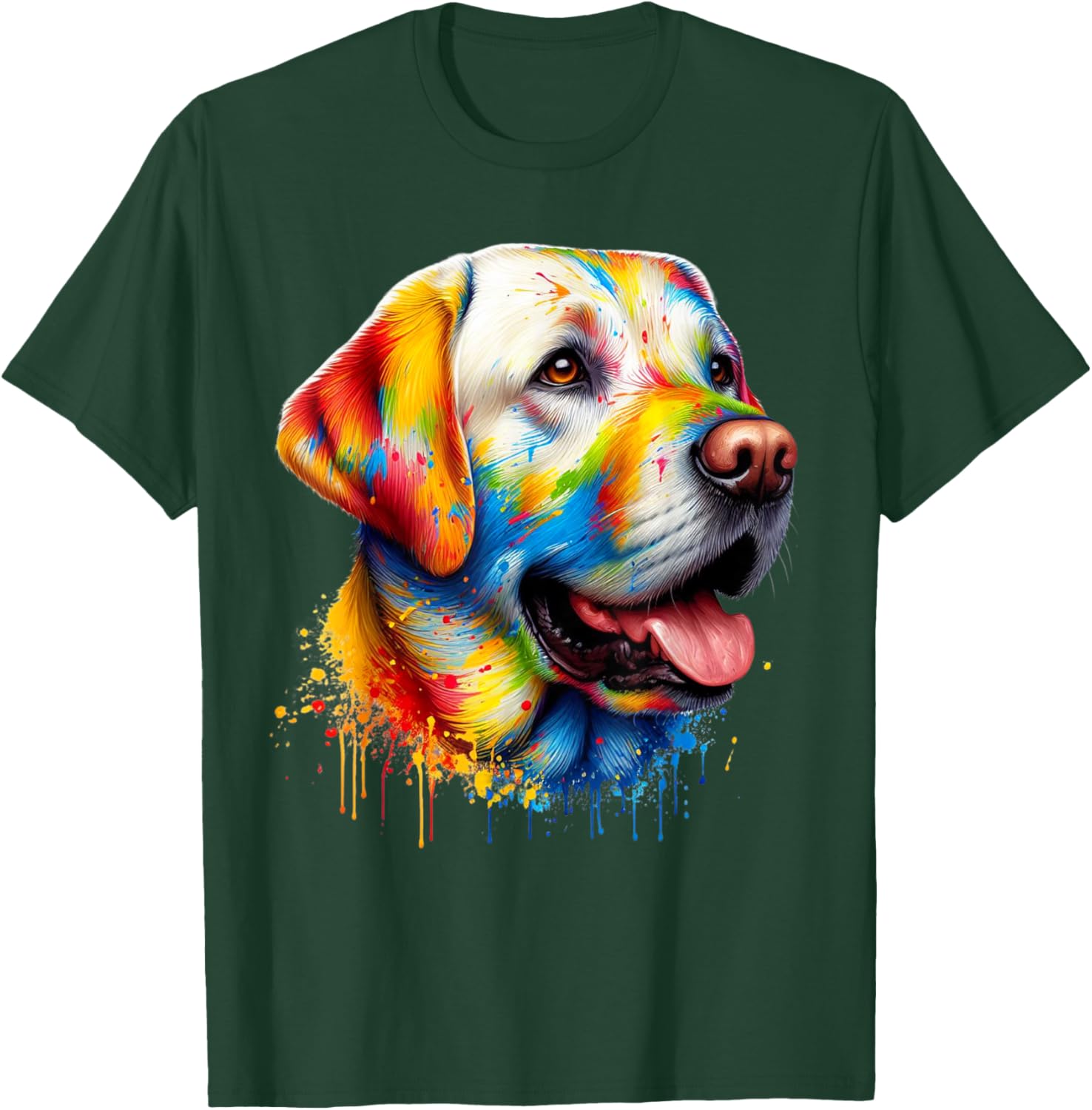Colorful Canine Chaos: Labrador Retriever Frenzy T-Shirt - T-Shirt | Forest