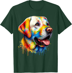Colorful Canine Chaos: Labrador Retriever Frenzy T-Shirt - T-Shirt | Forest