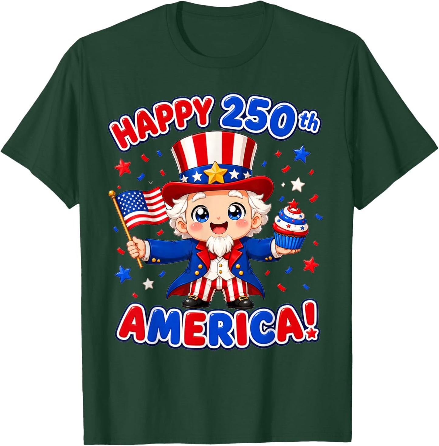 250 Anniversary USA Kids Toddler Girl Boy Kawaii T-Shirt - T-Shirt | Forest