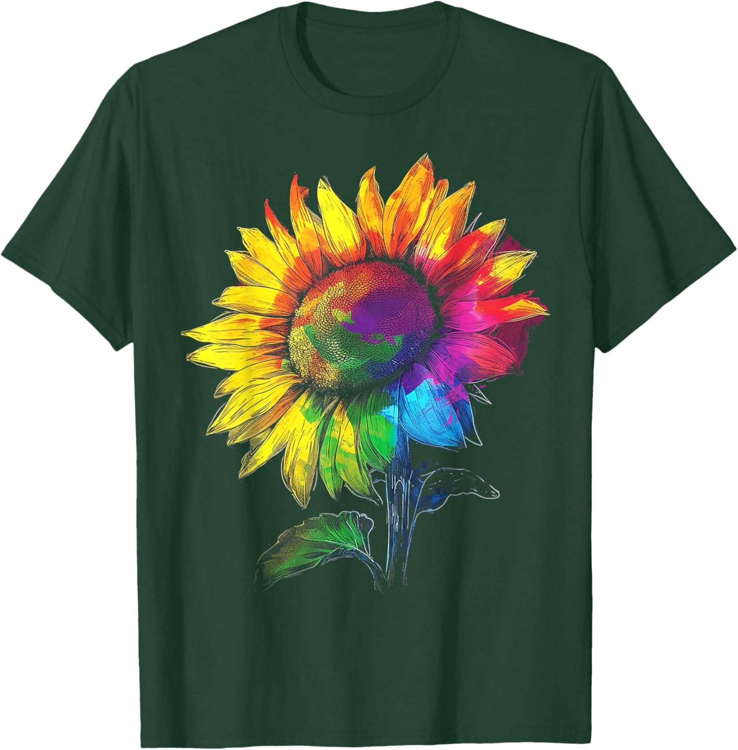 Sunflower Colorful Nature Art Graphic Sunflower T-Shirt - T-Shirt | Forest