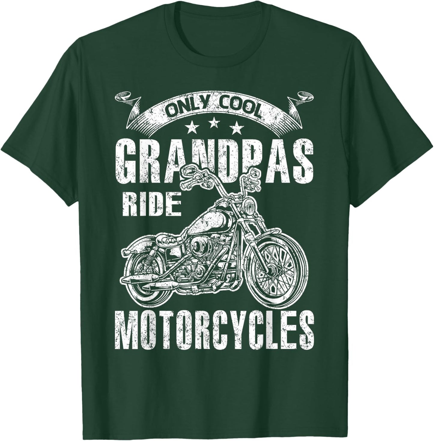 Only Cool Grandpas Rides Motorcycles T-Shirt - T-Shirt | Forest