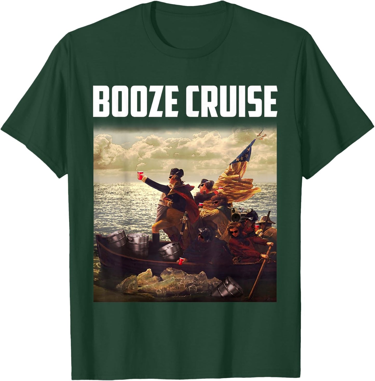 Political Party Booze Cruise Shades & Red Cups T-Shirt - T-Shirt | Forest