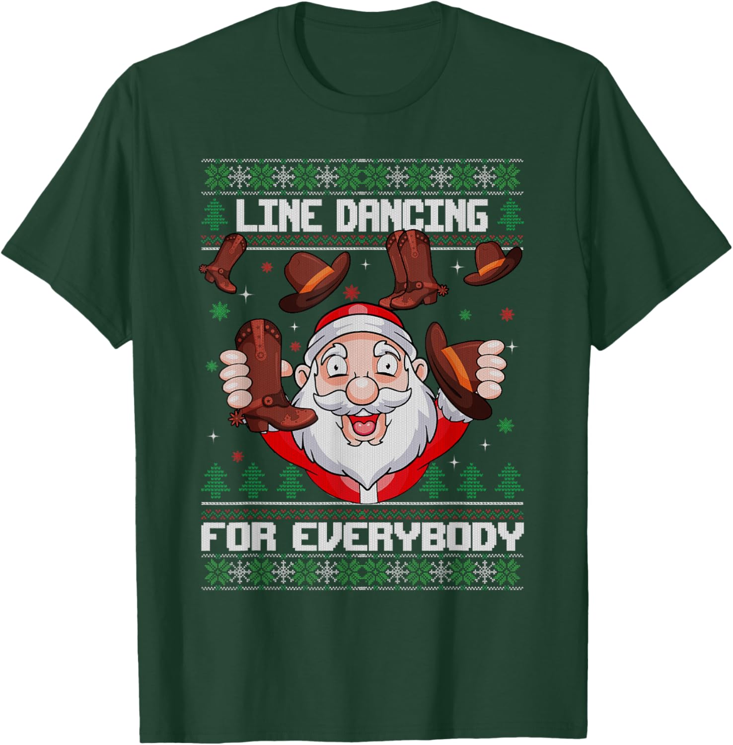 Line Dancing for Everybody Santa Ugly Christmas Line Dance T-Shirt - T-Shirt | Forest