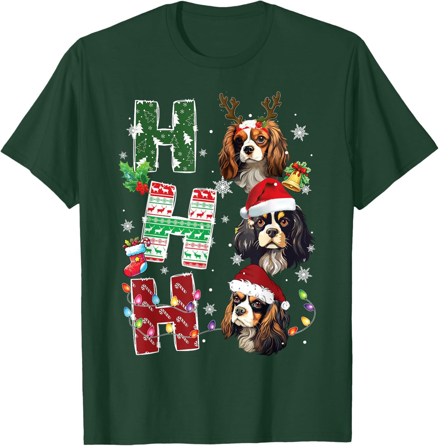 Ho Ho Ho Cavalier King Charles Spaniel Christmas Dog Costume T-Shirt - T-Shirt | Forest