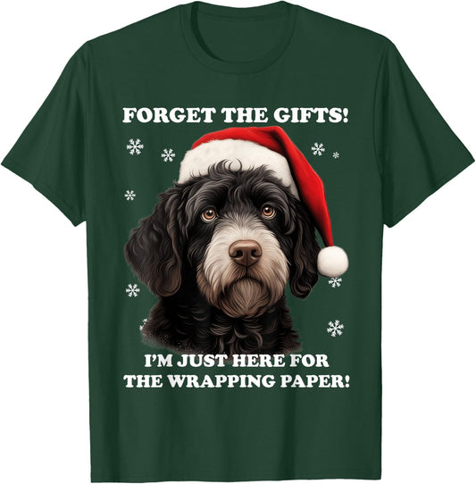 Portuguese water dog with Christmas hat Funny dog Christmas T-Shirt - T-Shirt | Forest