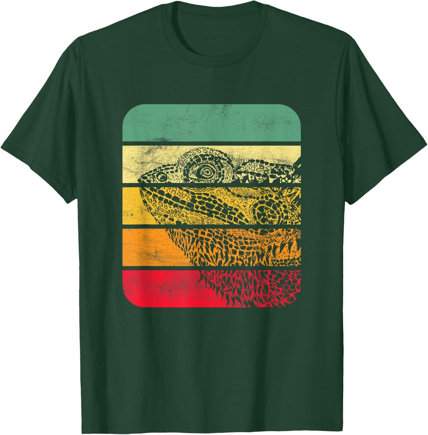 Bearded Dragon Vintage Sunset Retro Style Pet Eidec T-Shirt - T-Shirt | Forest