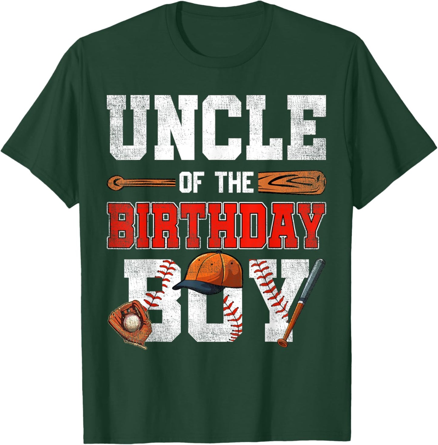 Uncle Of The Birthday Boy Baseball Bday Family T-Shirt - T-Shirt | Forest