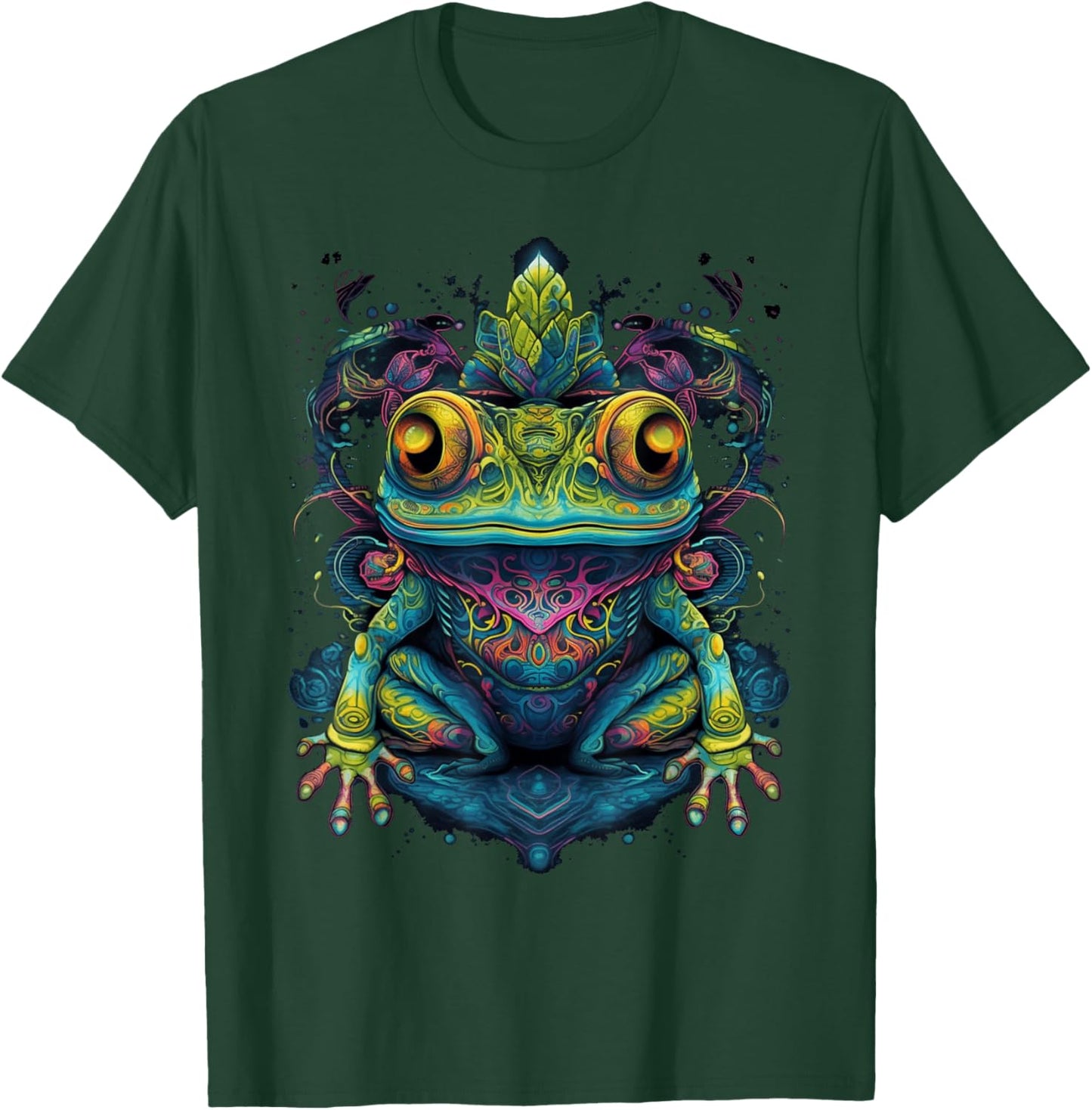 Colorful Frog | Psychedelic Art Trippy Hippie Men Women T-Shirt - T-Shirt | Forest