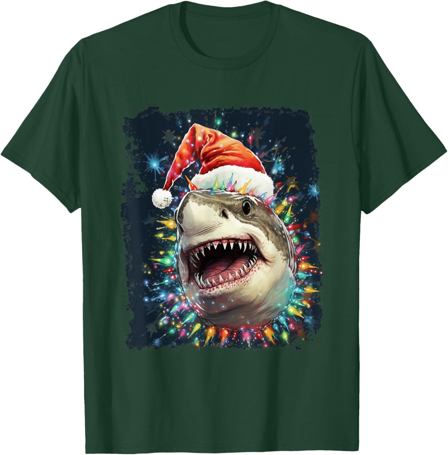 Pop Art Vintage Santa Claus Hat Christmas Shark T-Shirt - T-Shirt | Forest
