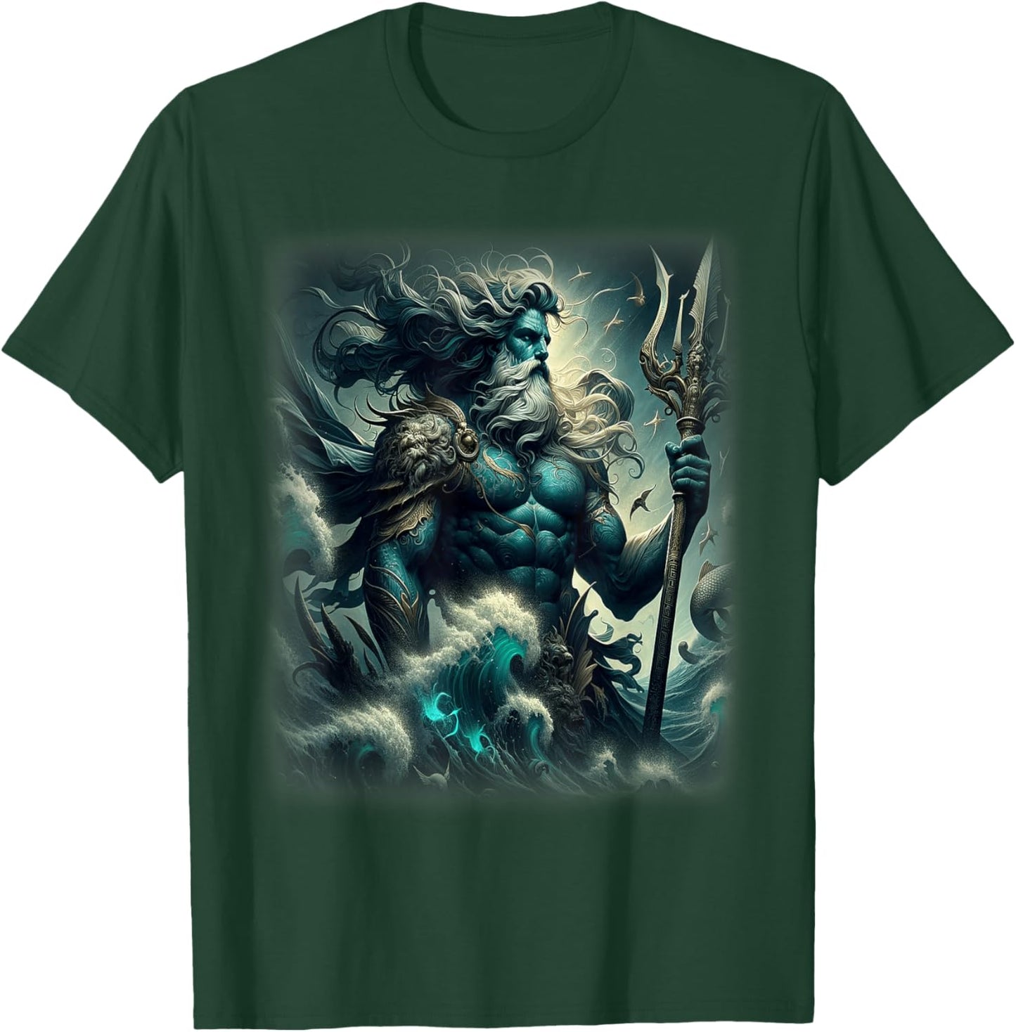 Poseidon Trident Shirt Lord of the Sea Ancient Greek God Art T-Shirt - T-Shirt | Forest