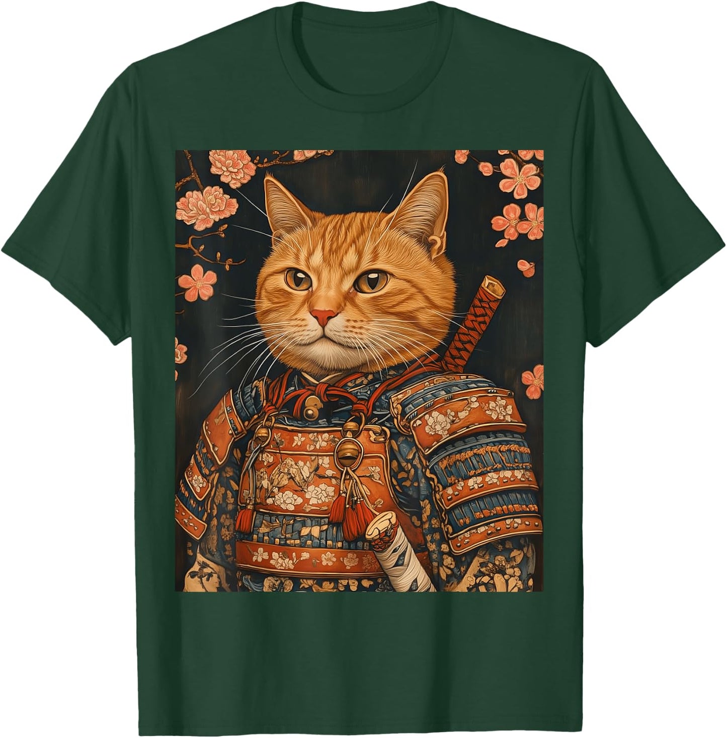 Japanese Art Cat Samurai T-Shirt - T-Shirt | Forest