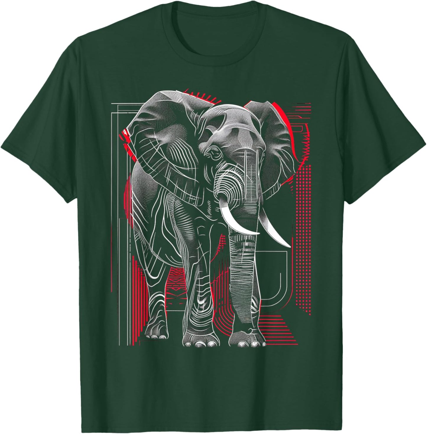 Elephant Geometric Abstract Animal Drawing Art Elephant T-Shirt - T-Shirt | Forest