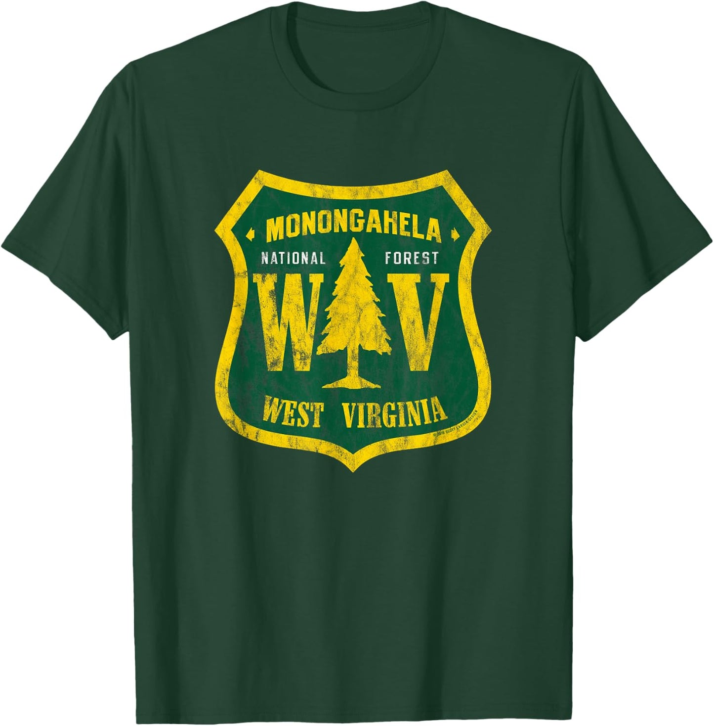Monongahela National Forest West Virginia Shield Retro Look T-Shirt - T-Shirt | Forest