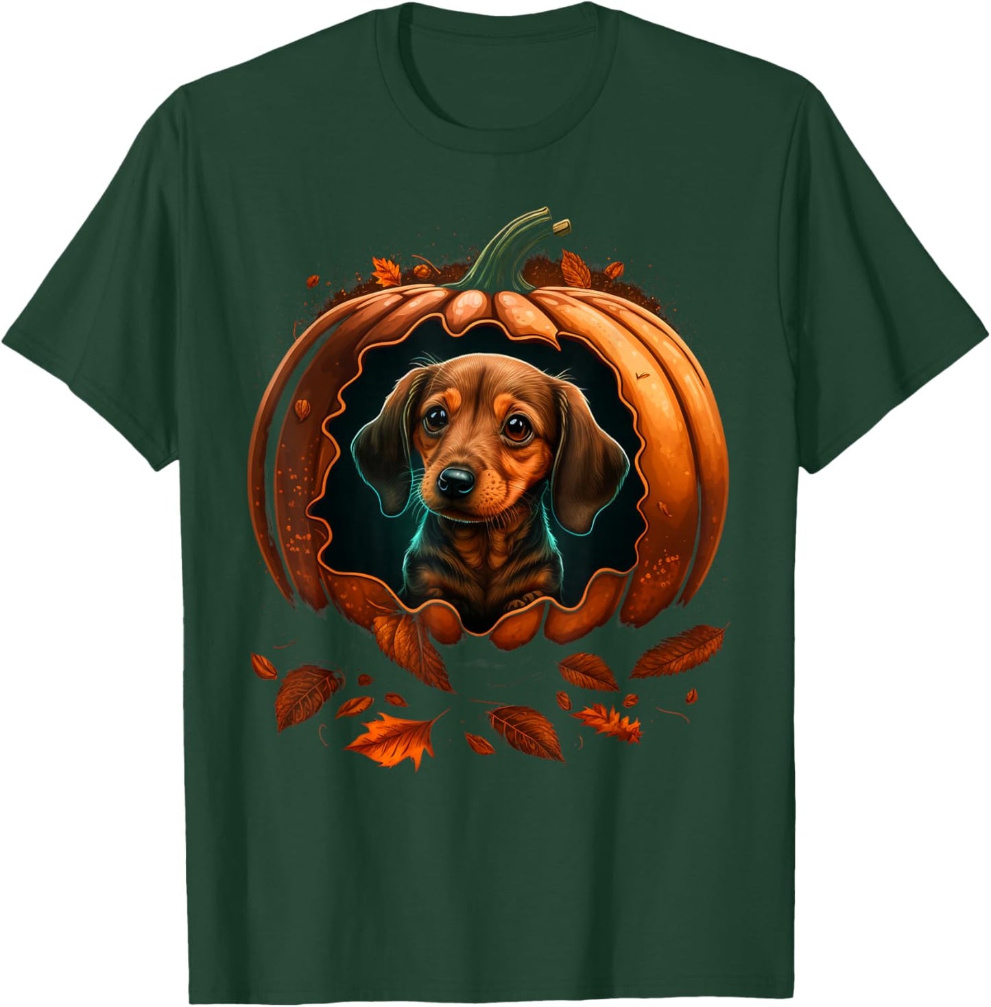 Pumpkin Dachshund costume on Dachshund Halloween T-Shirt - T-Shirt | Forest