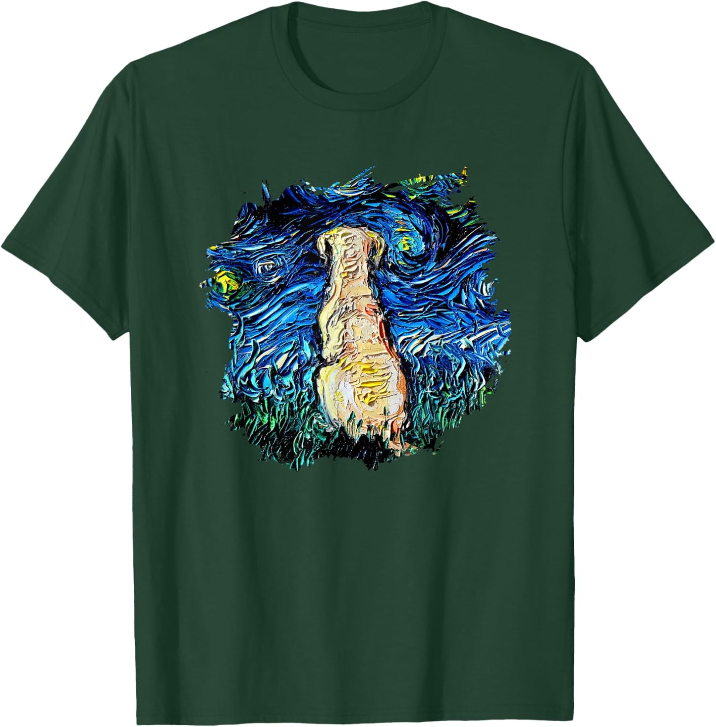 Yellow Labrador Starry Night Impressionist Dog Art by Aja Women Kids T-Shirt - T-Shirt | Forest