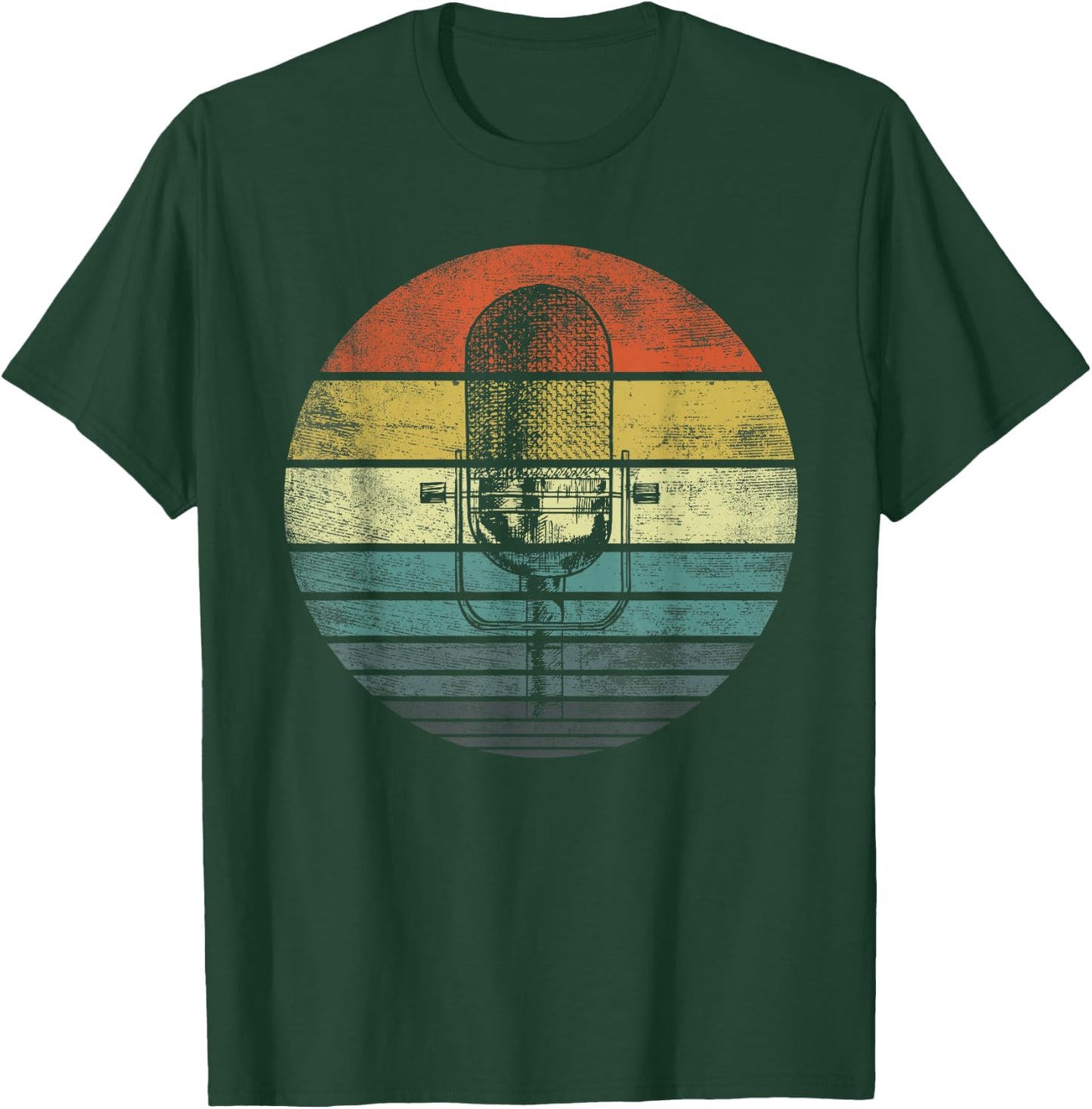 Singer Vocalist Musician Gift Funny Retro Microphone Singing T-Shirt - T-Shirt | Forest