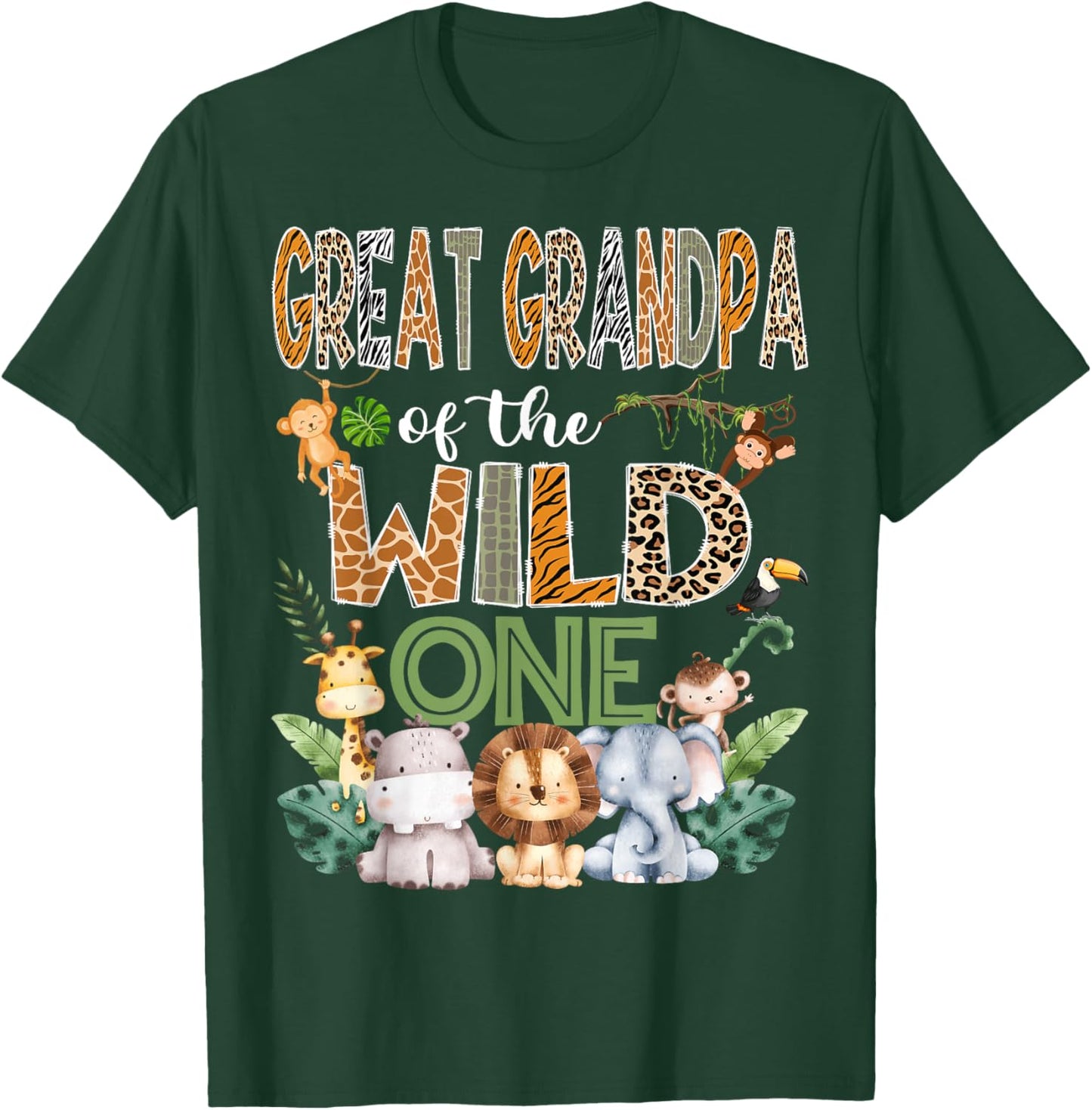 Great Grandpa Of The Wild One 1St Birthday Safari Zoo Jungle T-Shirt - T-Shirt | Forest