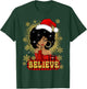 Christmas Believe Santa African American Black Woman T-Shirt - T-Shirt | Forest