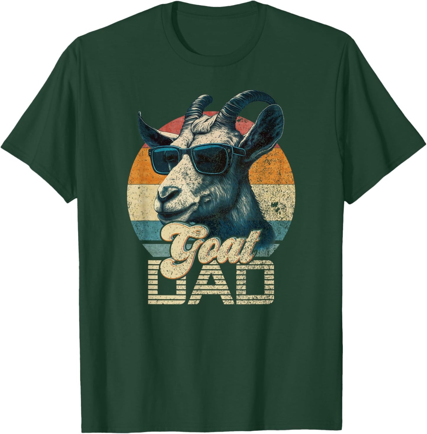 Vintage Retro Goat Dad Best Goat Daddy Funny Fathers Day T-Shirt - T-Shirt | Forest