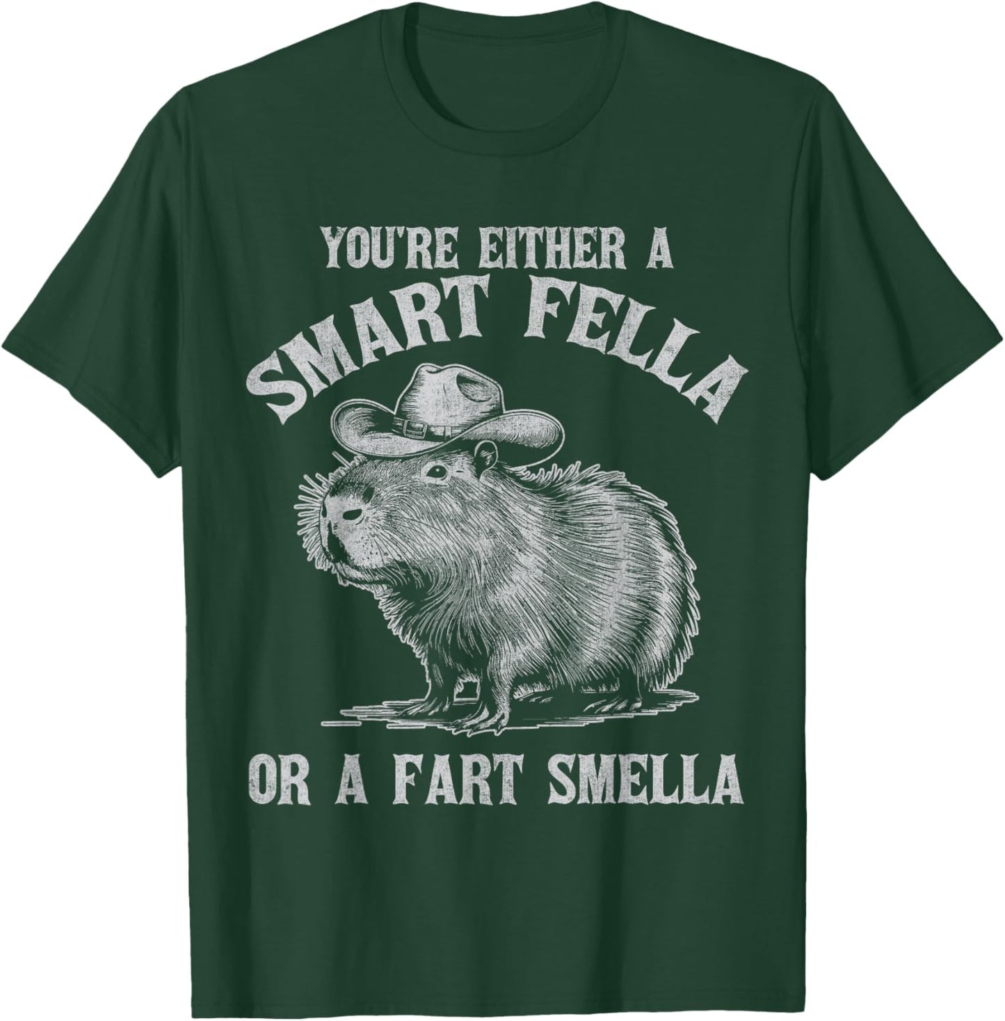 You're Either A Smart Fella Or A Fart Smella Funny Capybara T-Shirt - T-Shirt | Forest