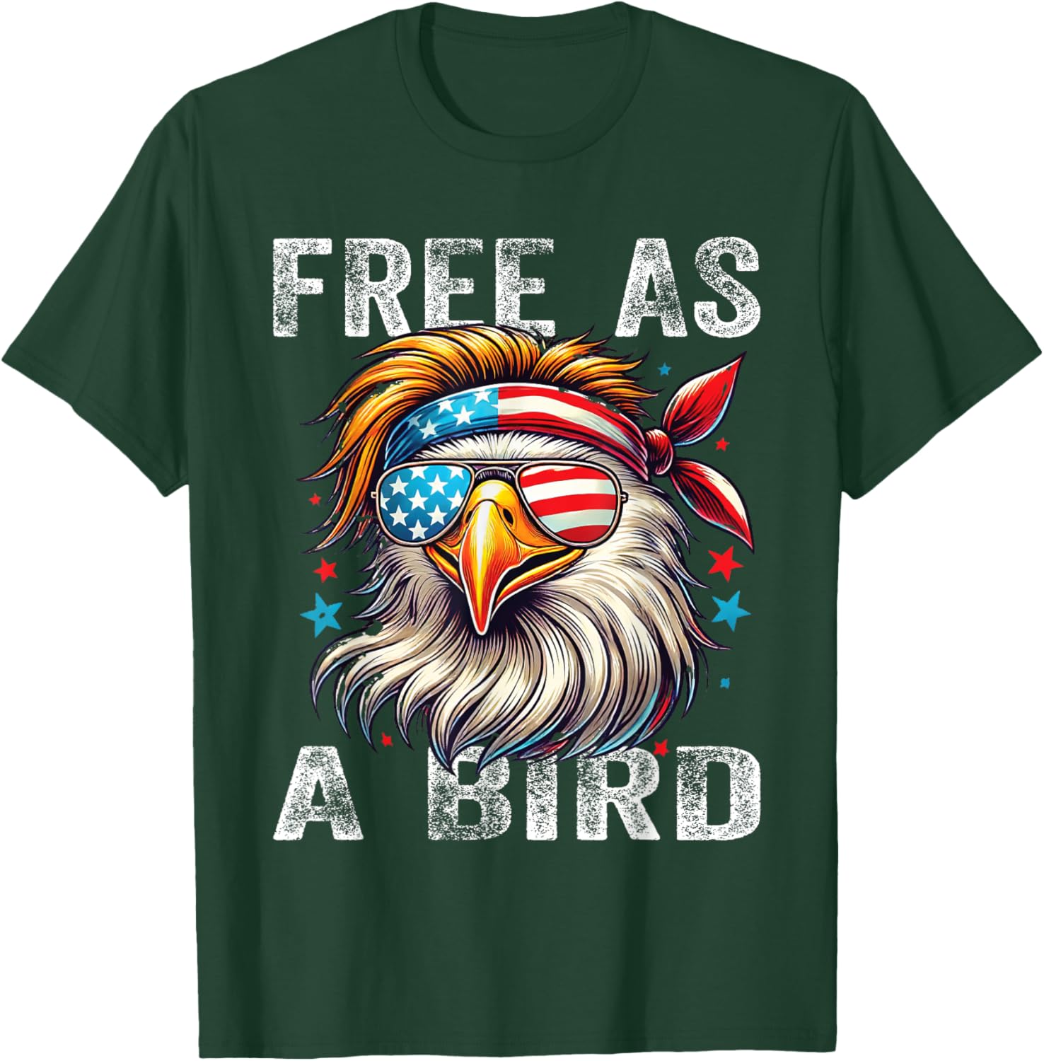 Free As Bird 4th Of July Patriotic Eagle Kids Boys Girls T-Shirt - T-Shirt | Forest