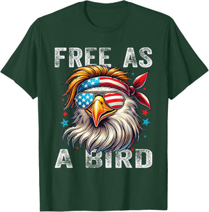 Free As Bird 4th Of July Patriotic Eagle Kids Boys Girls T-Shirt - T-Shirt | Forest