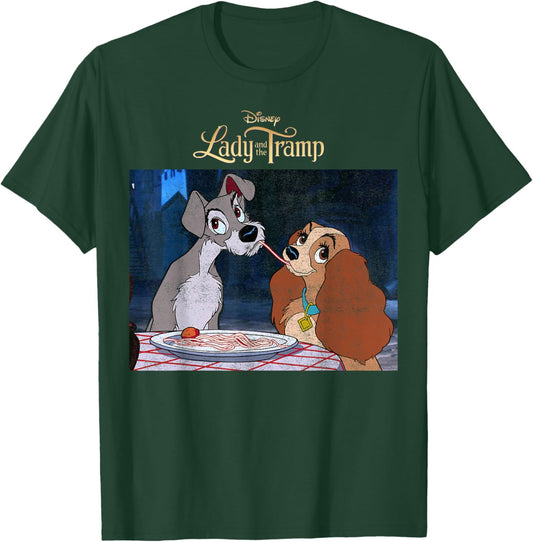 Disney Lady And The Tramp Iconic Scene Logo T-Shirt - T-Shirt | Forest