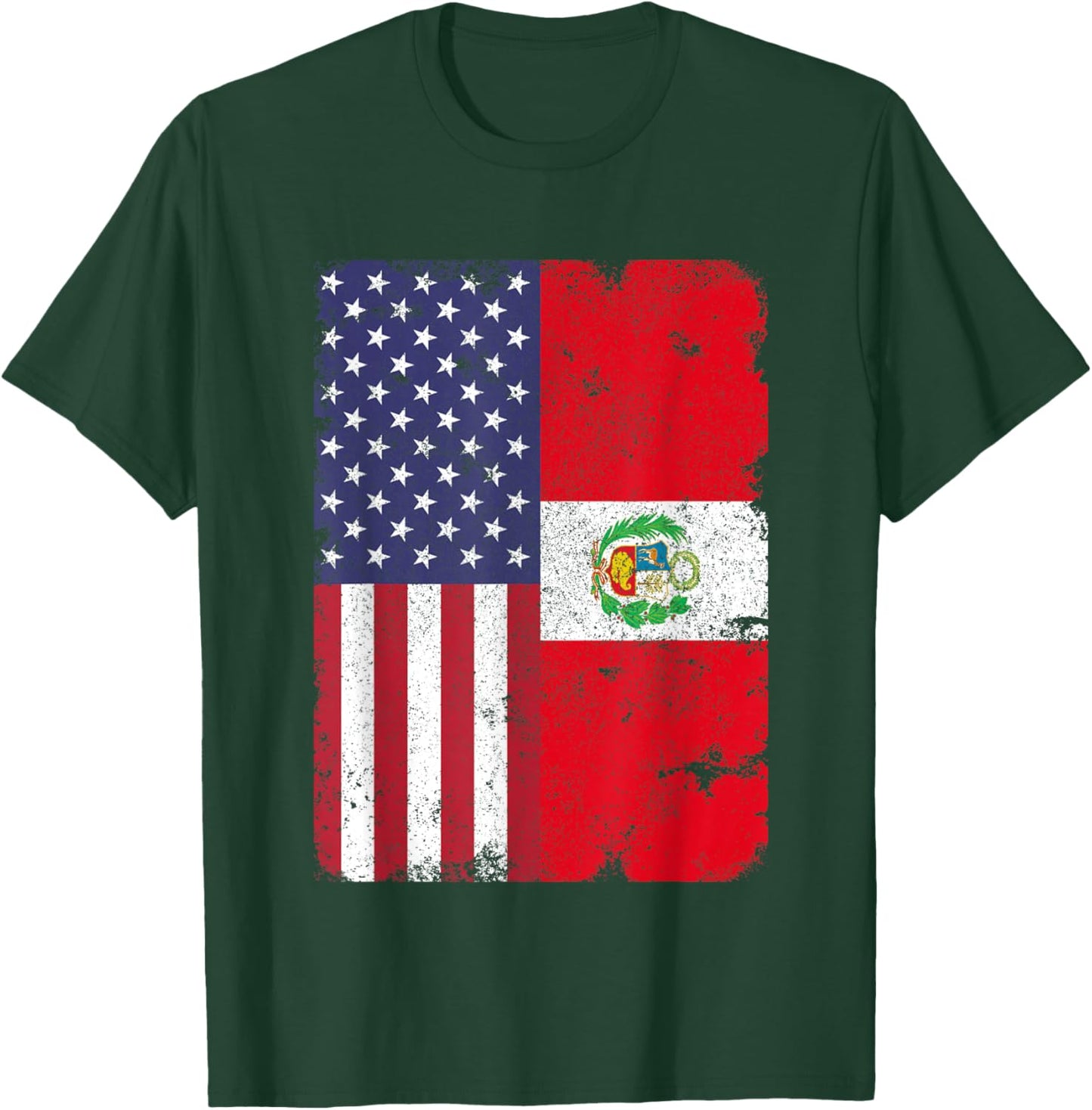 Peru Peruvian American Flag Pride Patriotic Vintage T-Shirt - T-Shirt | Forest