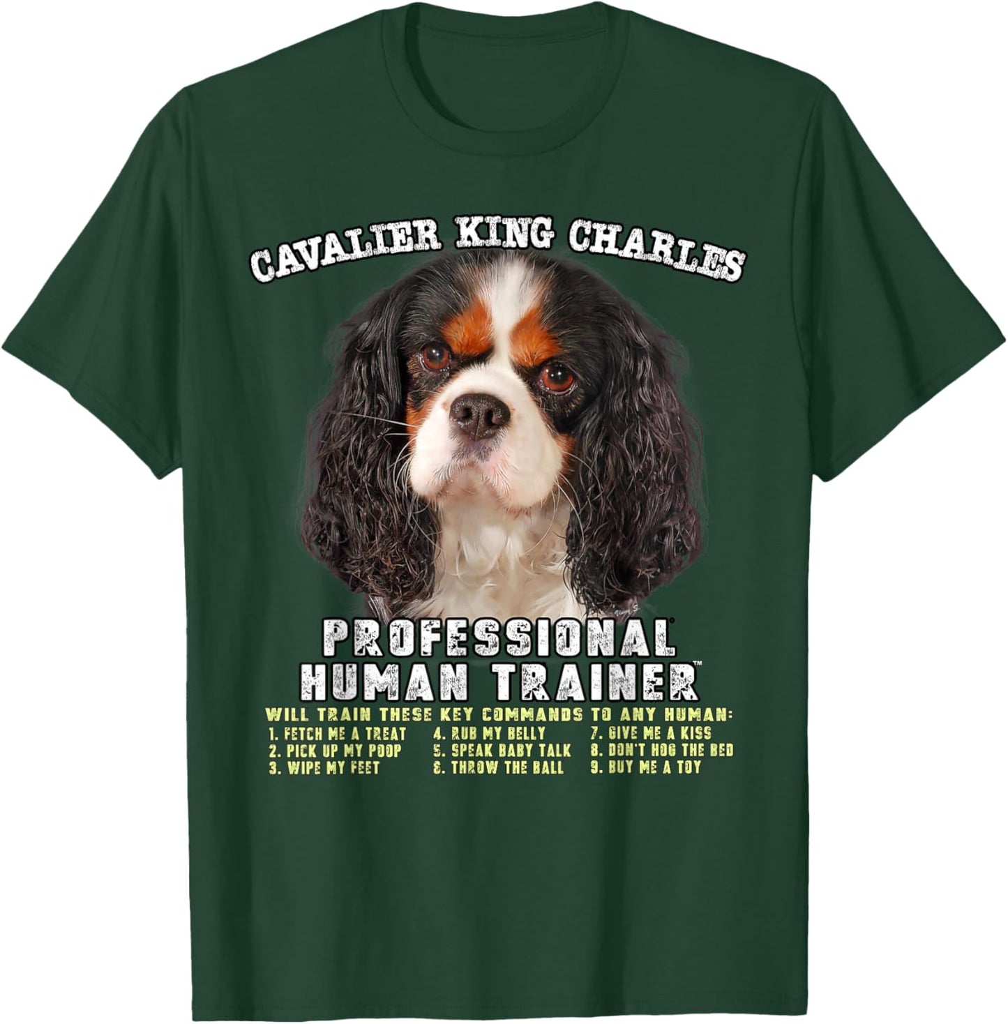 Cavalier King Charles Spaniel Tri Professional Human Trainer T-Shirt - T-Shirt | Forest