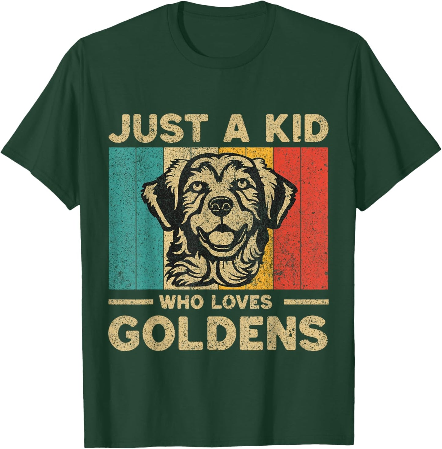 Just A Kid Who Loves Goldens Retro Golden Retriever T-Shirt - T-Shirt | Forest