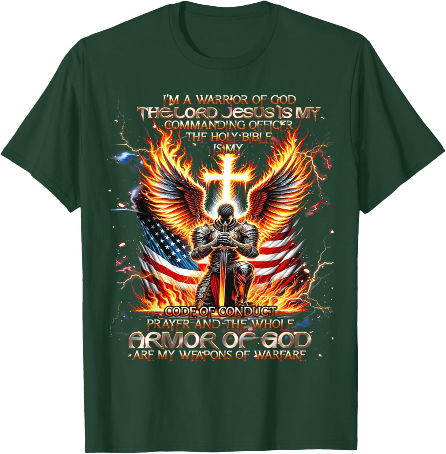 I'm A Warrior of God The Lord Jesus is My Commanding- Knight T-Shirt - T-Shirt | Forest