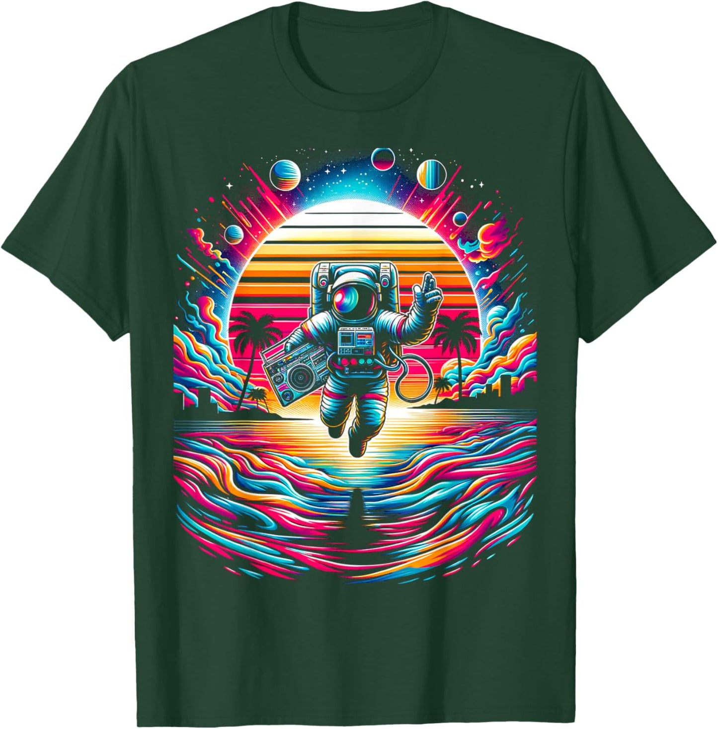 Flying Astronaut | Men Women XS - 6XL | Graphic T-Shirt - T-Shirt | Forest