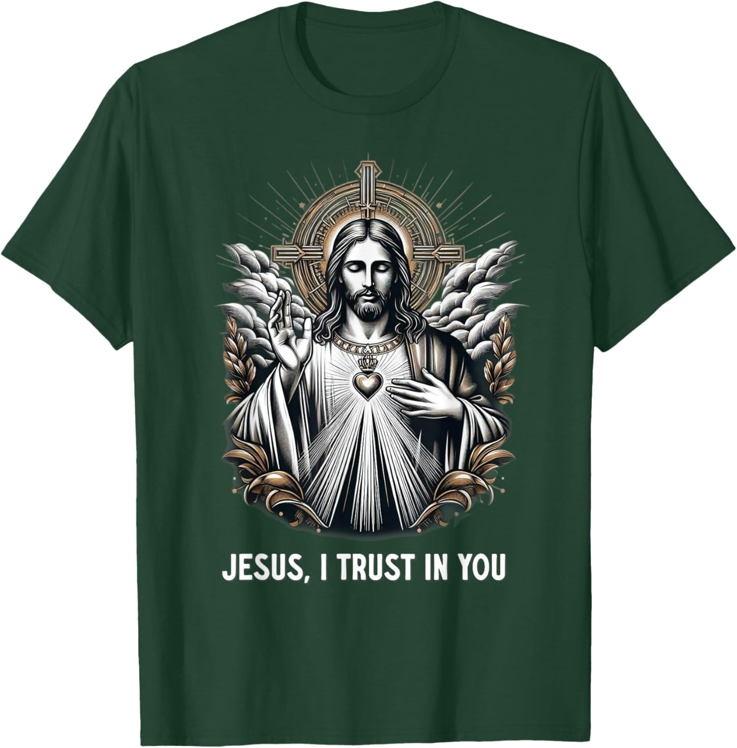 Jesus I Trust In You Divine Mercy Catholic T-Shirt - T-Shirt | Forest