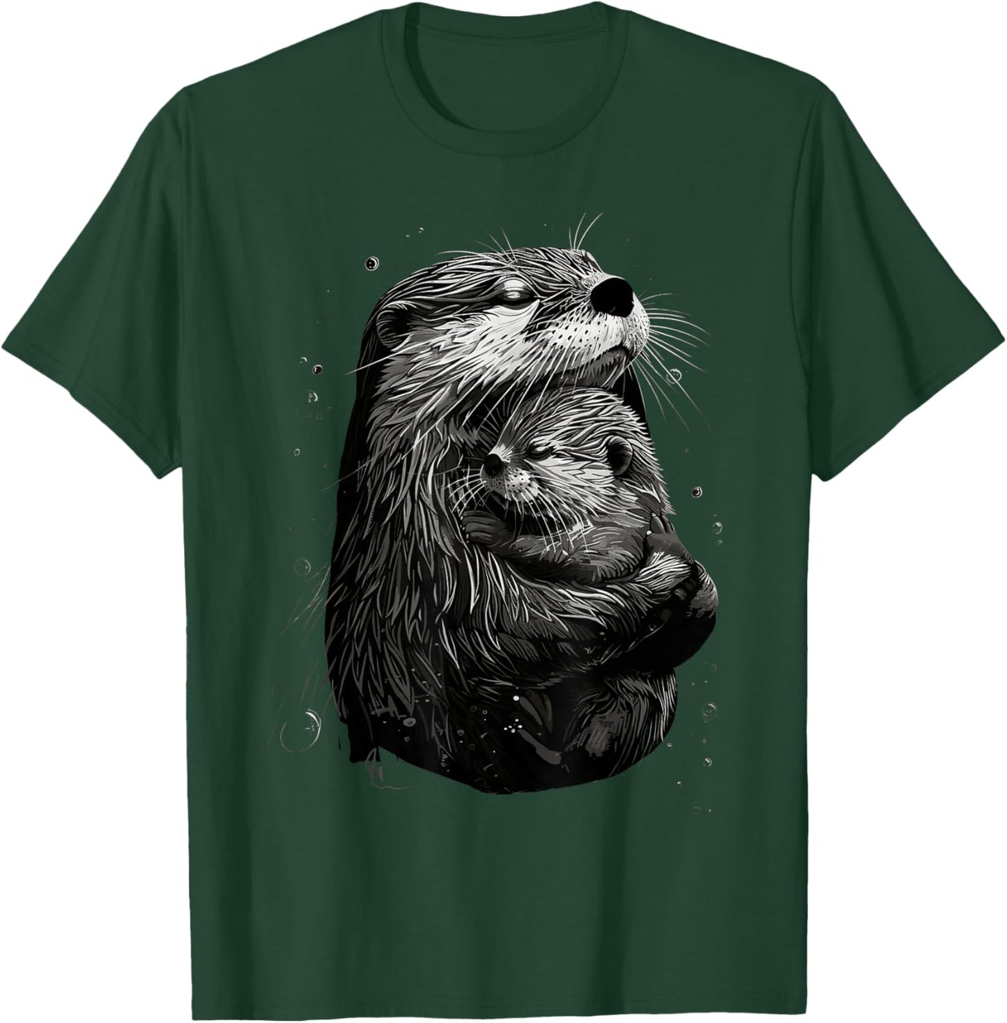 Mom Child Otter Mama Baby Animal Graphic Cute Mothers Day T-Shirt - T-Shirt | Forest