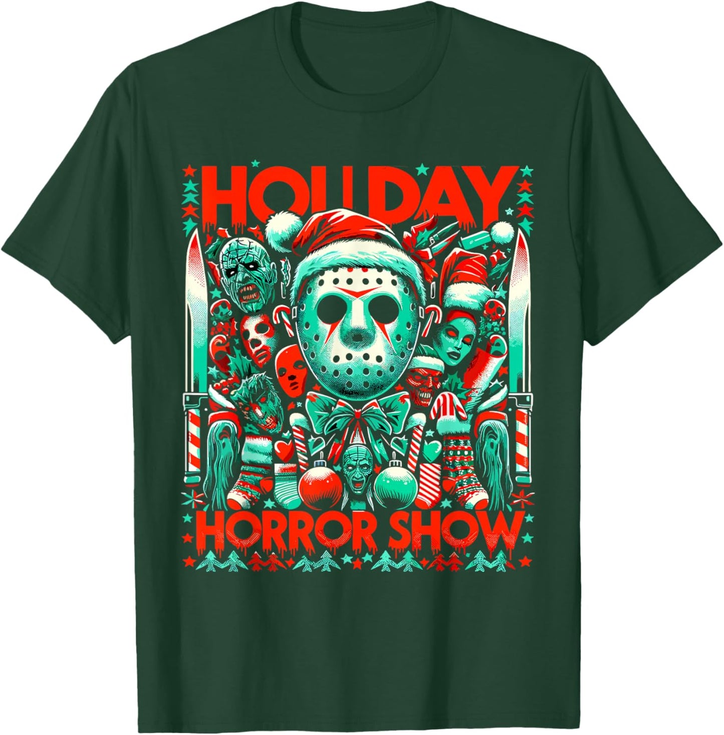 Holiday Horror Show - Slasher and Christmas Fusion T-Shirt - T-Shirt | Forest